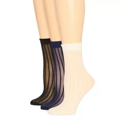 Mixit Sheer Anklet Womens Multi-Pack 3 Pair Trouser Socks