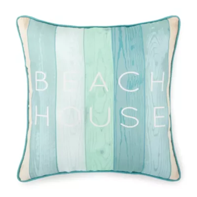 Beach House Square Throw Pillow