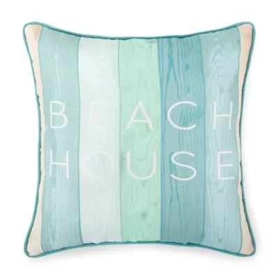 Beach House Square Throw Pillow