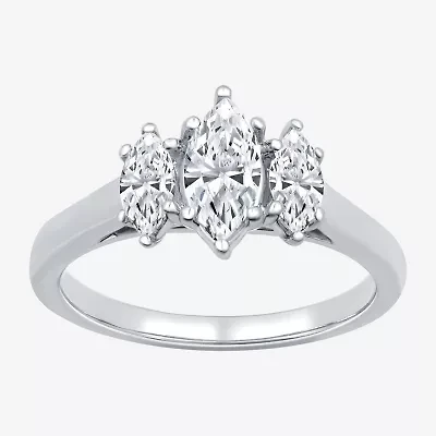 Love Lives Forever (G / Si1-Si2) Womens 1 CT. T.W. Lab Grown White Diamond 10K Gold Marquise 3-Stone Engagement Ring
