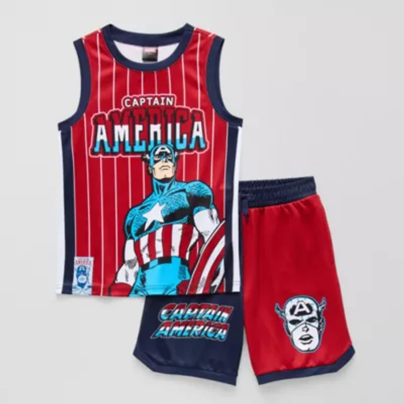 Disney Collection Little & Big Kid Boys 2-pc. Captain America Short Set