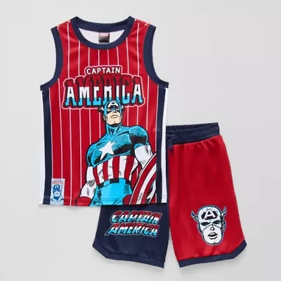 Disney Collection Little & Big Kid Boys 2-pc. Captain America Short Set