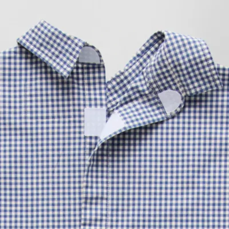 St. John's Bay Poplin Mens Easy-on + Easy-off Seated Wear Short Sleeve Classic Fit Button-Down Shirt