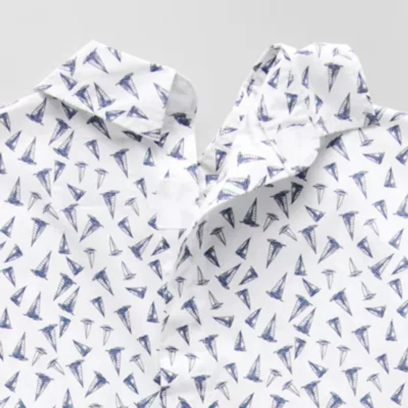 St. John's Bay Poplin Mens Easy-on + Easy-off Seated Wear Short Sleeve Classic Fit Button-Down Shirt