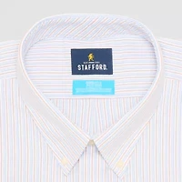 Stafford Coolmax Oxford Mens Big & Tall Regular Fit Long Sleeve Stripe Dress Shirt