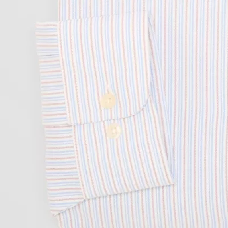 Stafford Coolmax Oxford Mens Big & Tall Regular Fit Long Sleeve Stripe Dress Shirt