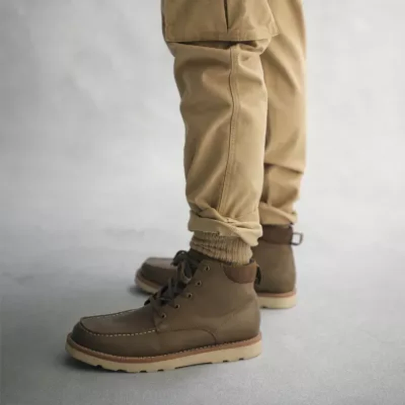 mutual weave Mens Drew Flat Heel Lace Up Boots