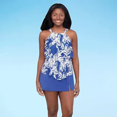 Sonnet Shores Womens Tropical Leaf Tankini Swimsuit Top