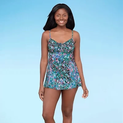 Sonnet Shores Womens Dots Swim Dress