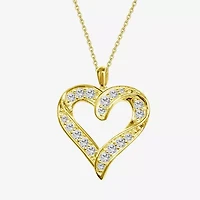 F / Si2) Womens 1 CT. T.W. Lab Grown White Diamond 14K Gold Over Silver Heart 18 Inch Pendant Necklace