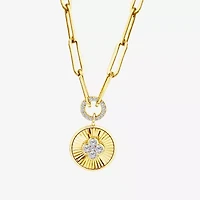 (F / Si2) Womens 1/4 CT. T.W. Lab Grown White Diamond 14K Gold Over Silver Round 18 Inch Pendant Necklace