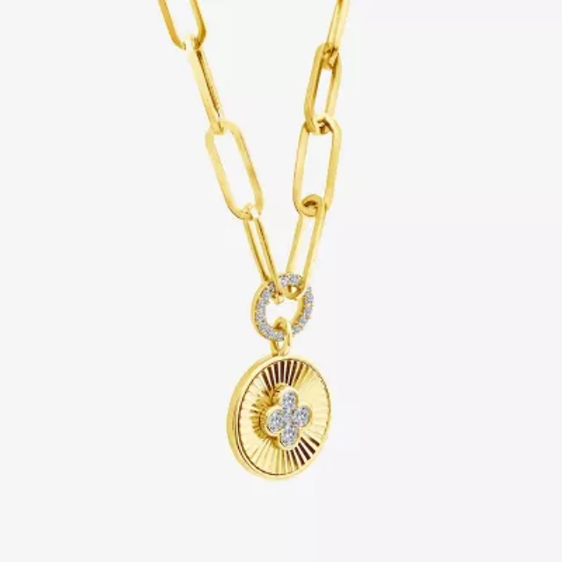 (F / Si2) Womens 1/4 CT. T.W. Lab Grown White Diamond 14K Gold Over Silver Round 18 Inch Pendant Necklace