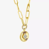 (F / Si2) Womens 1/4 CT. T.W. Lab Grown White Diamond 14K Gold Over Silver Round 18 Inch Pendant Necklace