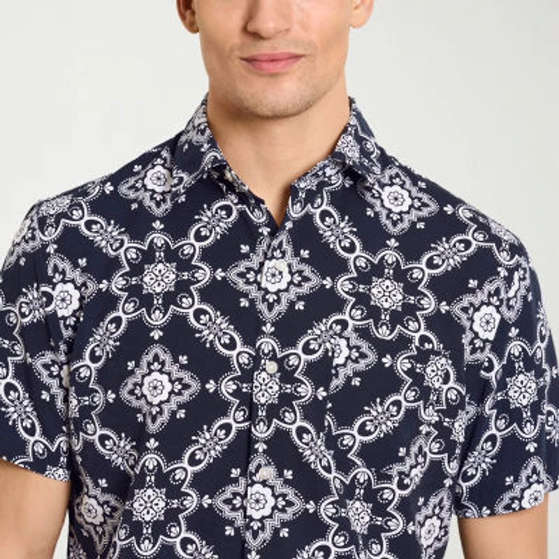 Van Heusen Weekend Mens Short Sleeve Camp Shirt