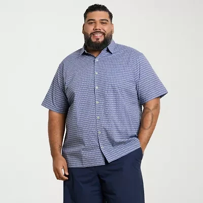 Van Heusen Originals Mens Short Sleeve Regular Fit Wrinkle Free Big and Tall Button-Down Shirt