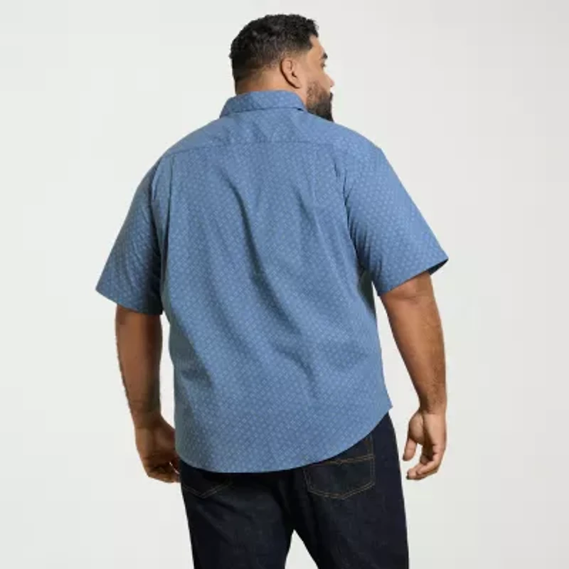 Van Heusen Everyday Defense Stain Shield Mens Short Sleeve Wrinkle Free Big and Tall Button-Down Shirt
