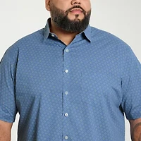 Van Heusen Everyday Defense Stain Shield Mens Short Sleeve Wrinkle Free Big and Tall Button-Down Shirt