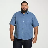 Van Heusen Everyday Defense Stain Shield Mens Short Sleeve Wrinkle Free Big and Tall Button-Down Shirt