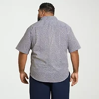 Van Heusen Everyday Defense Stain Shield Mens Short Sleeve Regular Fit Wrinkle Free Big and Tall Button-Down Shirt
