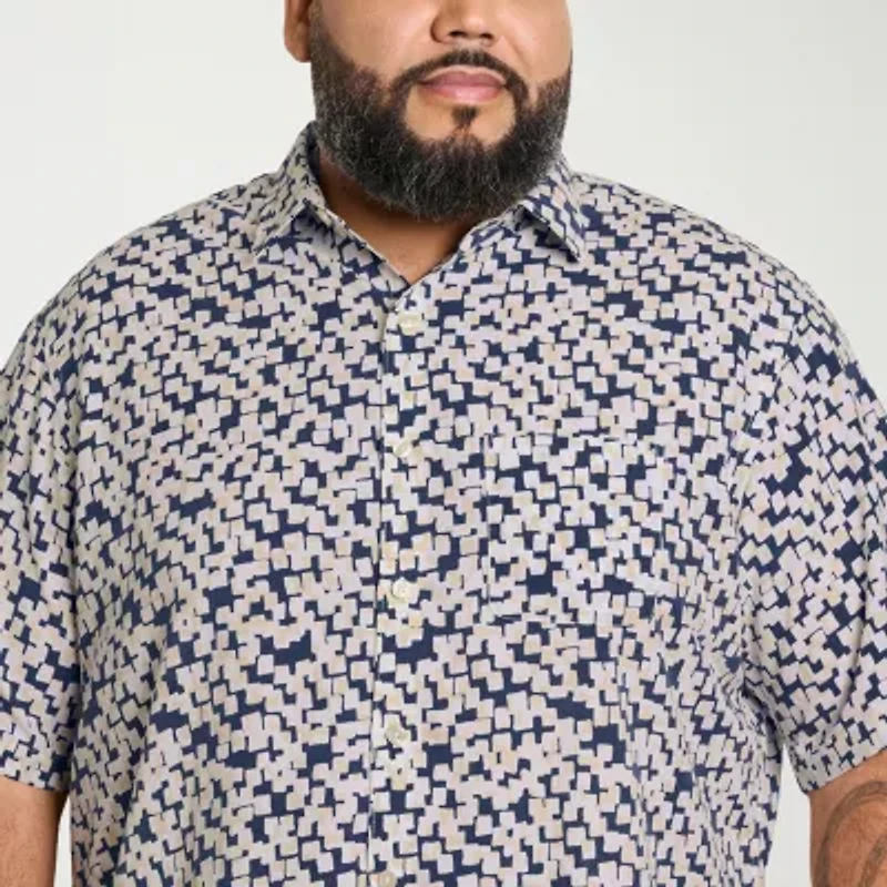 Van Heusen Weekend Mens Big and Tall Camp Shirt