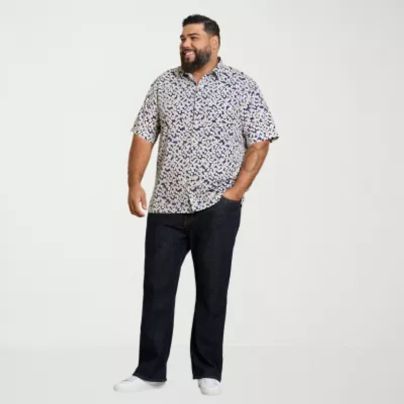 Van Heusen Weekend Mens Big and Tall Camp Shirt