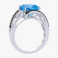 Le Vian Grand Sample Sale Le Vian Grand Sample Sale (I1 / Champagne) Womens 3/8 CT. Genuine Blue Topaz 14K White Gold Cushion Side Stone Cocktail Ring
