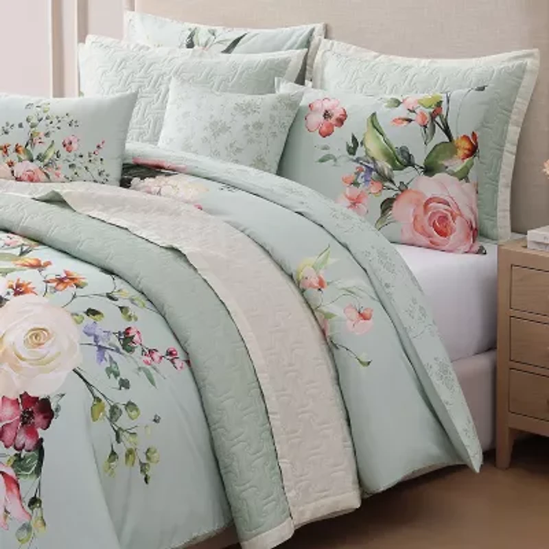 Bebejan Rose On Misty 8-pc. Reversible Comforter Set