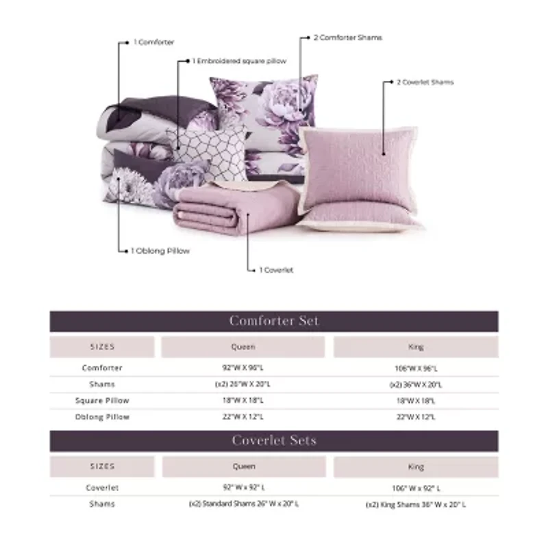 Bebejan Plum Petal 8-pc. Reversible Comforter Set