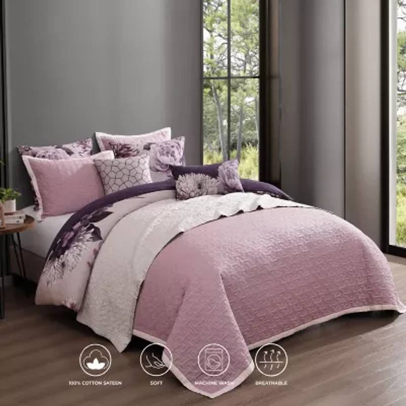 Bebejan Plum Petal 8-pc. Reversible Comforter Set