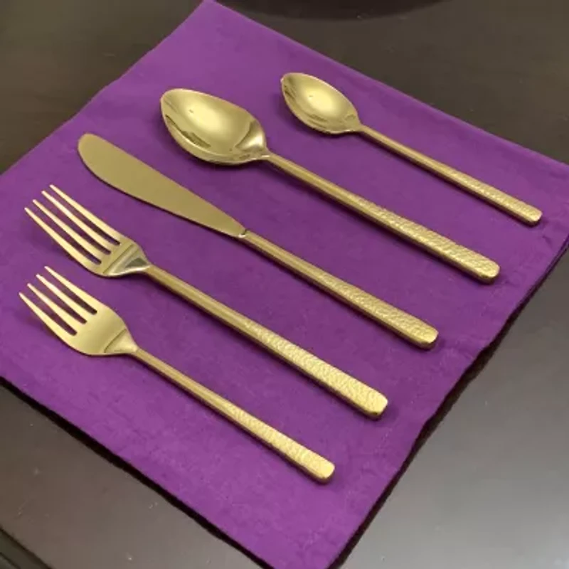 Vibhsa Golden Hammared 20-pc. Flatware Set