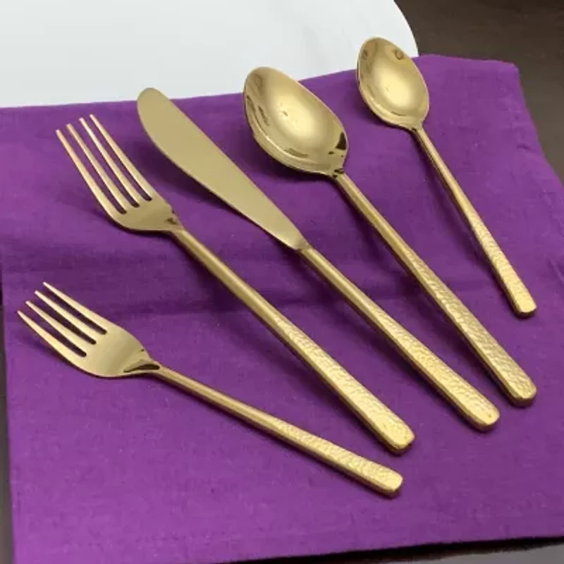 Vibhsa Golden Hammared 20-pc. Flatware Set