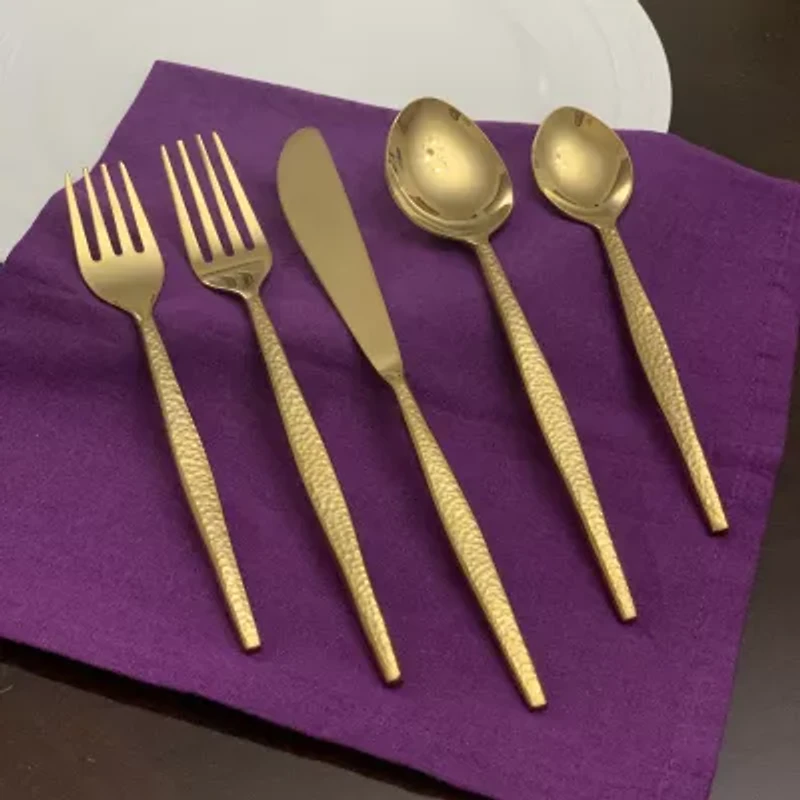 Vibhsa Golden Hammared 20-pc. Flatware Set