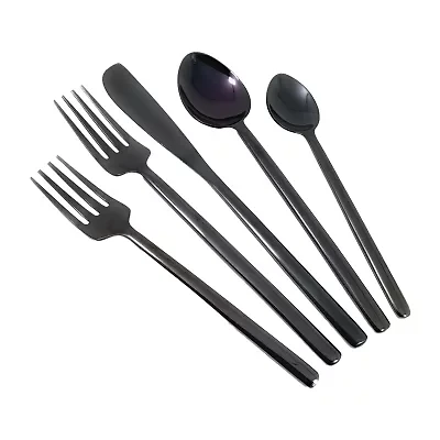 Vibhsa Shiny Black 20-pc. Flatware Set