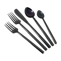 Vibhsa Shiny Black 20-pc. Flatware Set