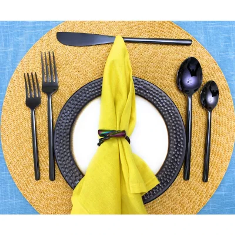 Vibhsa Shiny Black 20-pc. Flatware Set