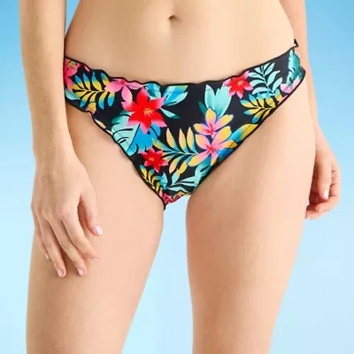 Arizona Womens Lined Tropical Leaf Juniors Hipster Bikini Swimsuit Bottom
