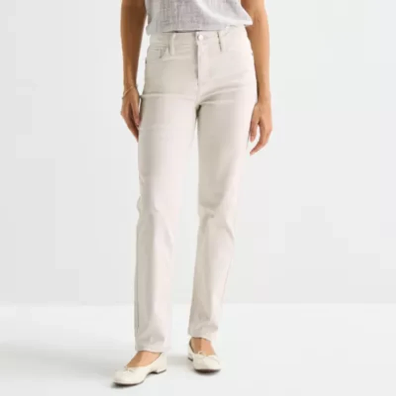 Liz Claiborne Womens High Rise Straight Leg Jean