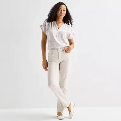 Liz Claiborne Womens High Rise Straight Leg Jean