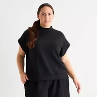 Stylus Womens Plus Crew Neck Short Sleeve T-Shirt