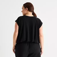 Stylus Womens Plus Crew Neck Short Sleeve T-Shirt