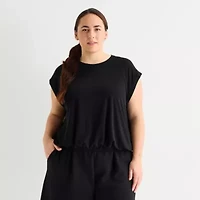 Stylus Womens Plus Crew Neck Short Sleeve T-Shirt