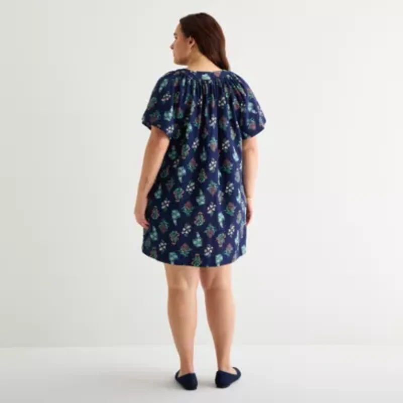 St. John's Bay Womens Plus Short Sleeve Sheath Dress