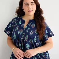 St. John's Bay Womens Plus Short Sleeve Sheath Dress