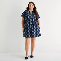 St. John's Bay Womens Plus Short Sleeve Sheath Dress