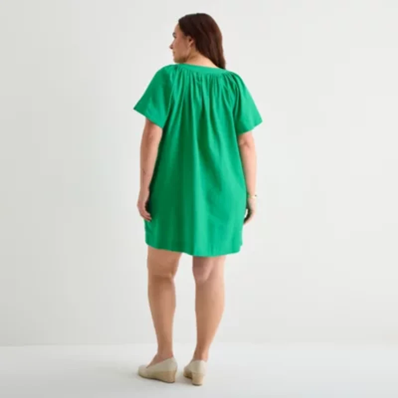 St. John's Bay Womens Plus Short Sleeve Sheath Dress