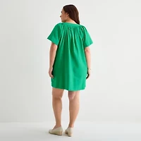St. John's Bay Womens Plus Short Sleeve Sheath Dress
