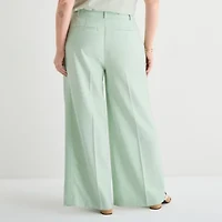 Liz Claiborne Womens Plus Wide Leg Trouser