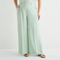 Liz Claiborne Womens Plus Wide Leg Trouser