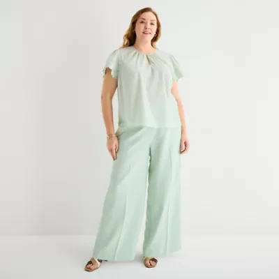 Liz Claiborne Womens Plus Wide Leg Trouser