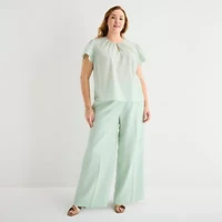 Liz Claiborne Womens Plus Wide Leg Trouser